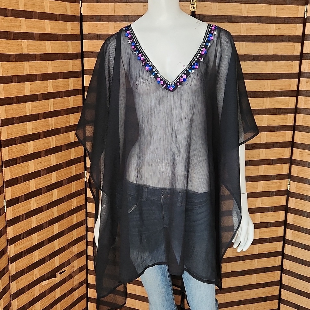 Poncho open swimsuit cover up